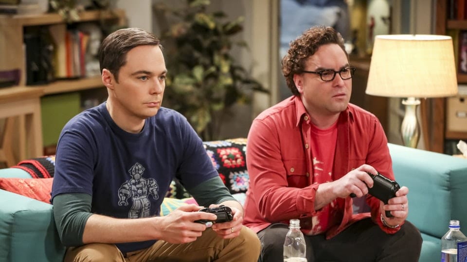 Sheldon Cooper (Jim Parsons) and Leonard Hofstadter (Johnny Galecki) earlier this season on The Big Bang Theory