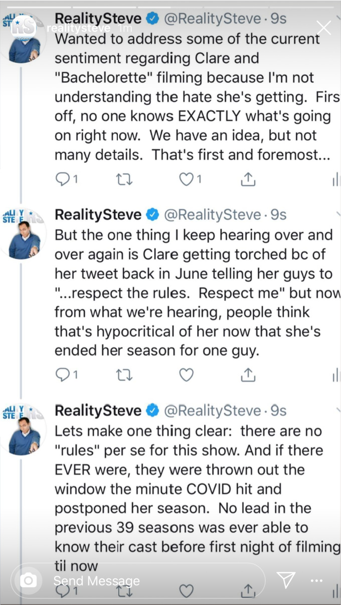 Reality Steve defends Clare Crawley after The Bachelorette fans slam