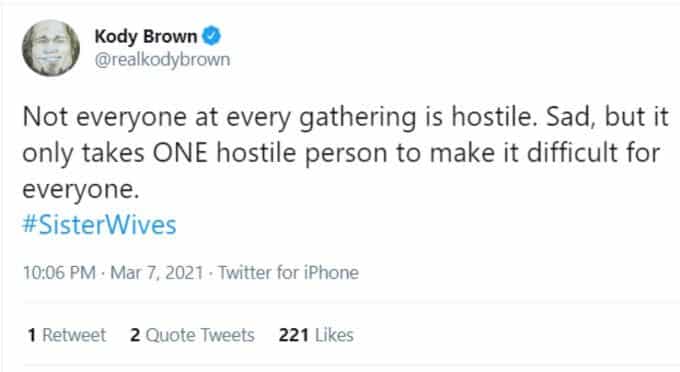 Did Kody call one of his wives 'hostile'? See what he tweeted and how ...