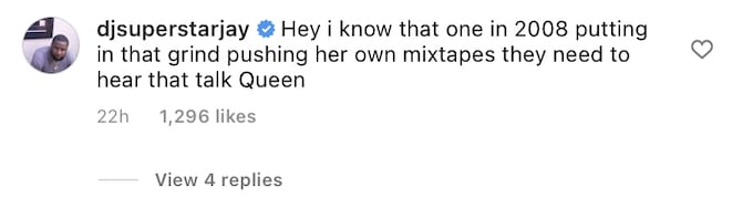Superstar Jay's comment on Nicki Minaj's post