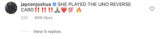 Comment saying Nicki Minaj used the uno reverse card