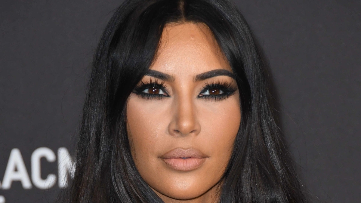 Kim Kardashian looking at the camera