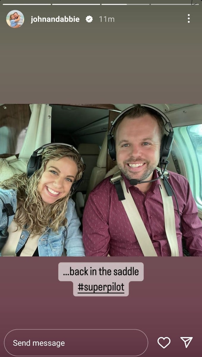 Abbie Grace and John David Duggar selfie in plane