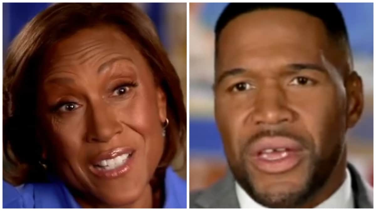 robin roberts and michael strahan face shots from gma on abc