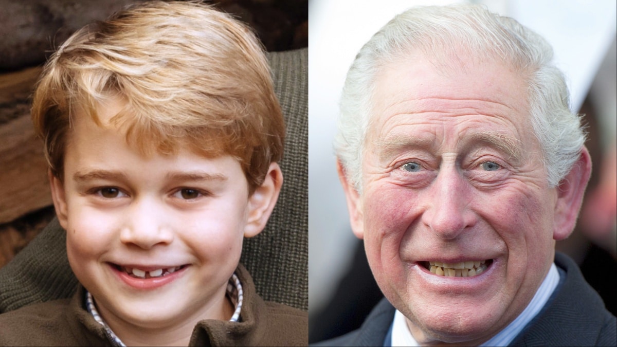 Prince George and King Charles at different events