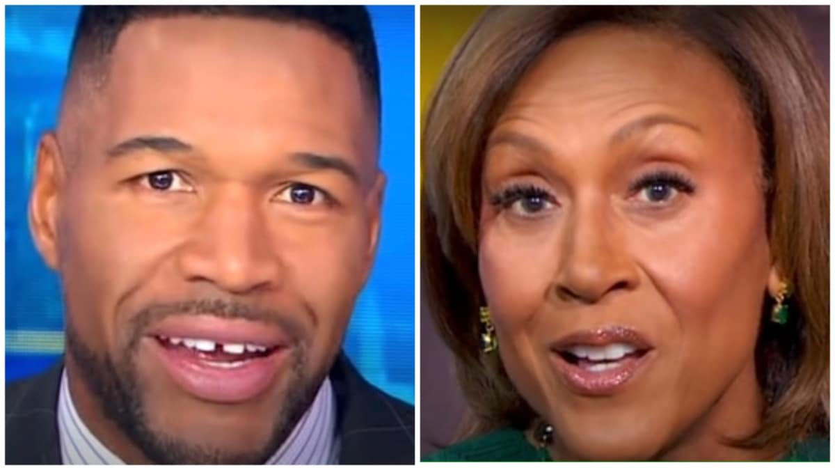 michael strahan and robin roberts face shots from gma