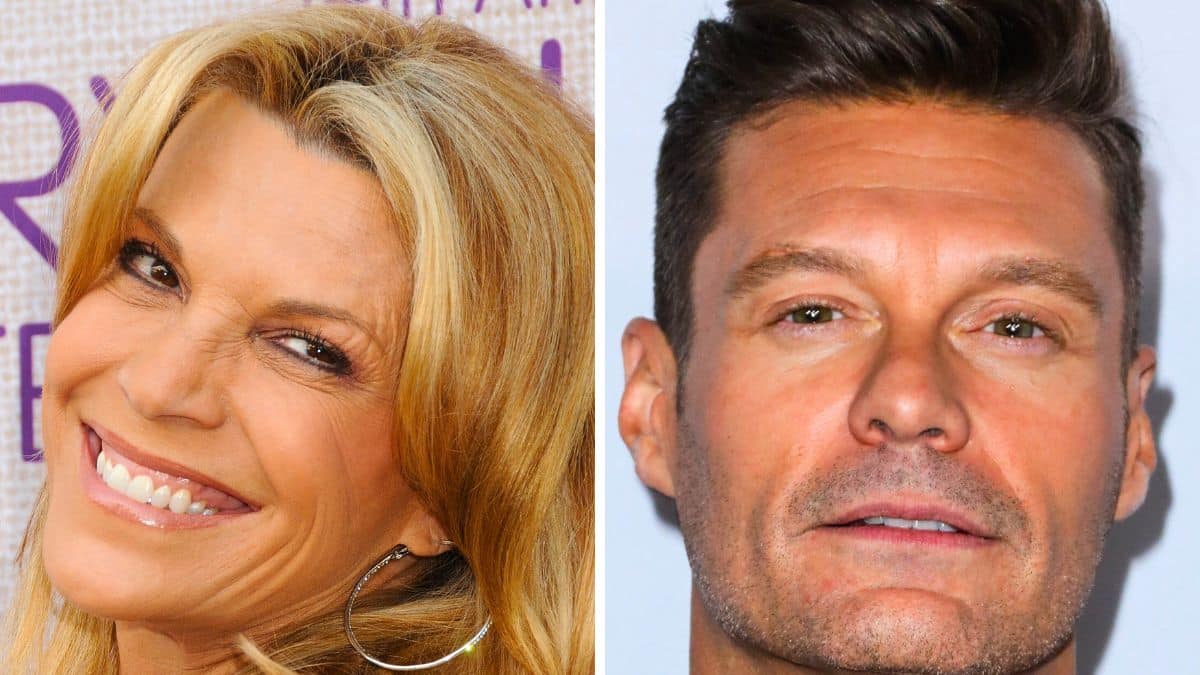 vanna white and ryan seacrest post for red carpet photos