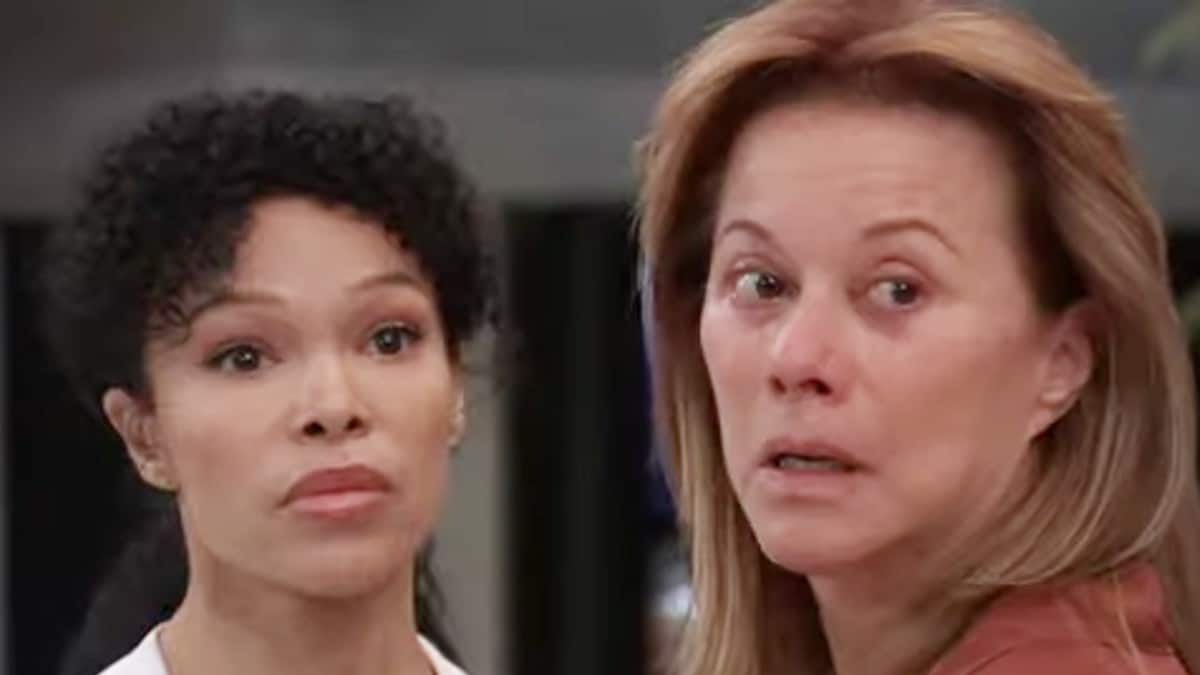 Brook Kerr and Nancy Lee Grahn as Portia and Alexis on General Hospital.