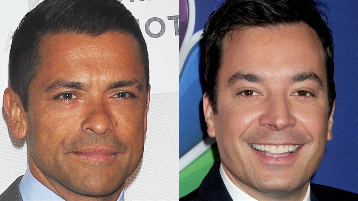 Mark Consuelos and Jimmy Fallon at different events