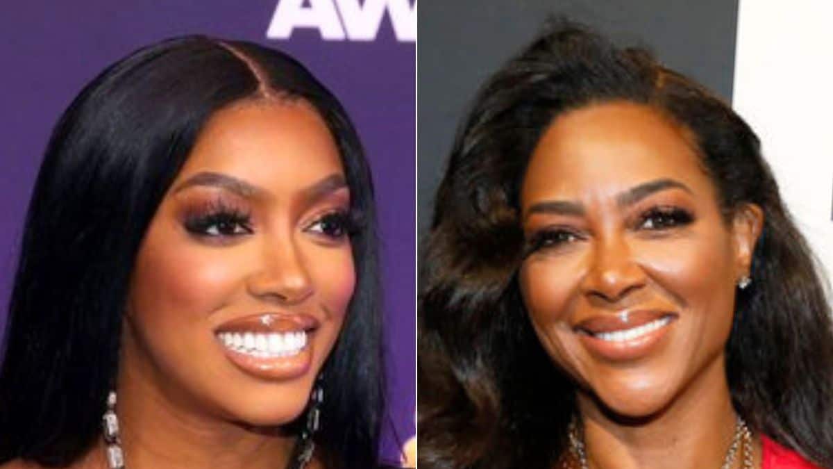 Kenya Moore at Caesars Forum in Las Vegas; Porsha Williams at the 2021 People's Choice Awards