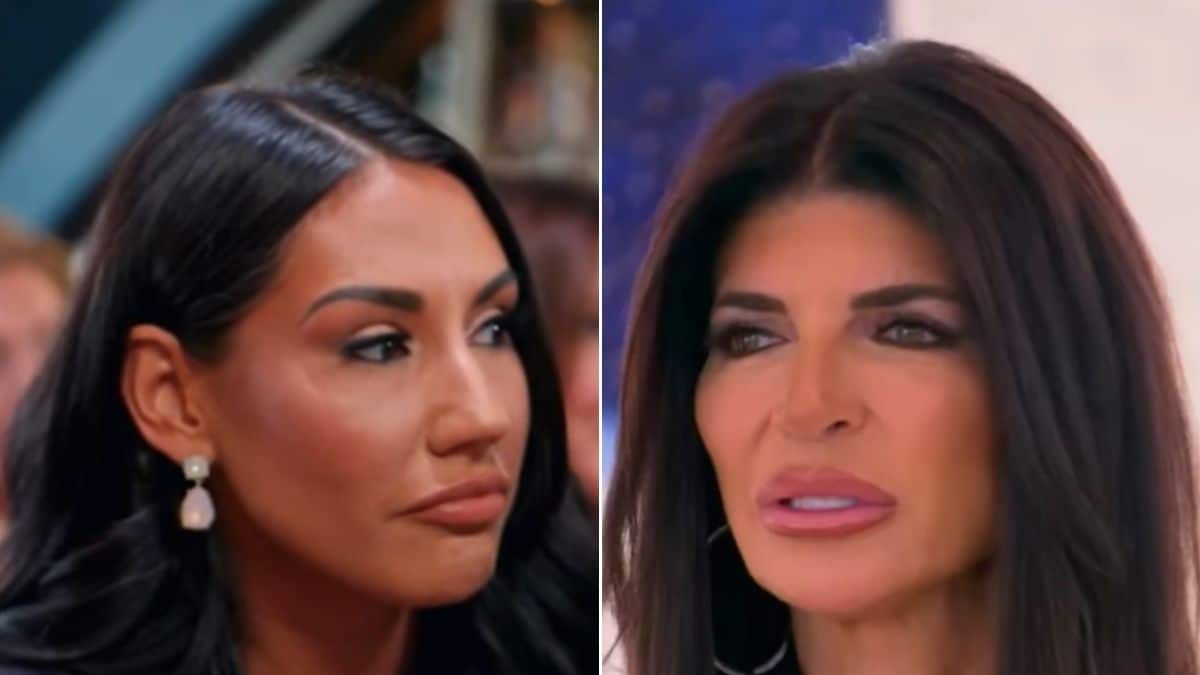 RHONJ episode screenshot of Teresa Giudice; RHOSLC screenshot of Monica Garcia