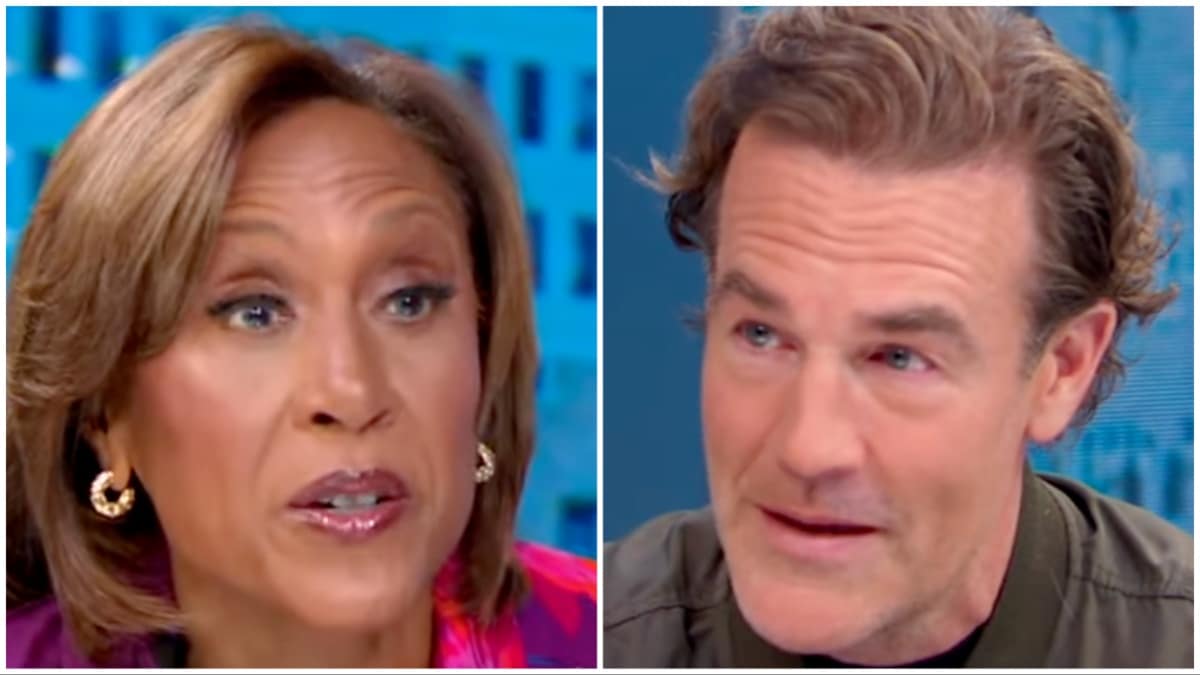 robin roberts and james van der beek face shots from gma interview