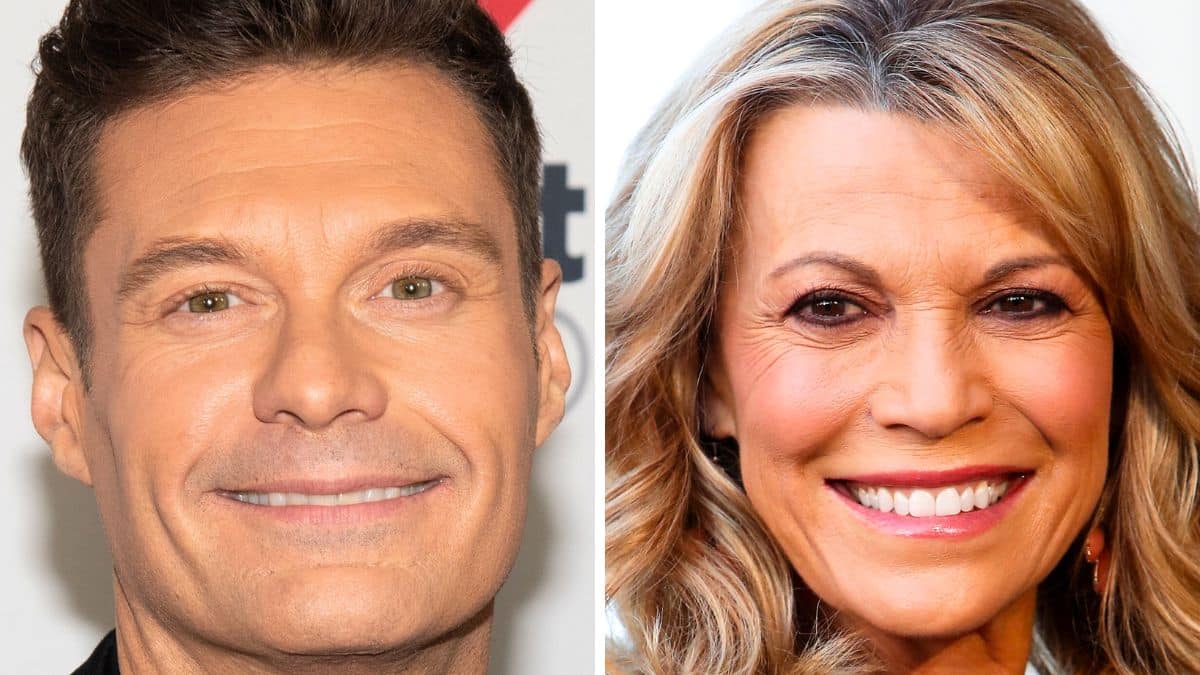 ryan seacrest and vanna white pose for photos on the red carpet