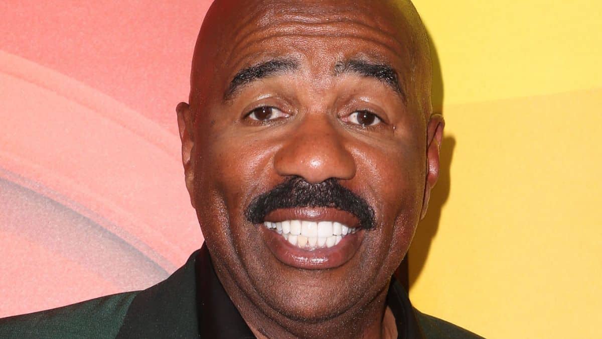 steve harvey poses at the 2017 NBC Summer TCA Press Tour